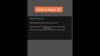 What is Hook in React | Introduction to React Hook #shorts #shortsfeed #react #viral
