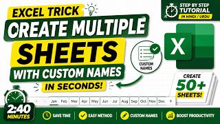 Excel Trick: Create Multiple Sheets with Custom Names in Seconds | Hindi/Urdu Unleash Your Creativity With Customizable Multiple Sheets