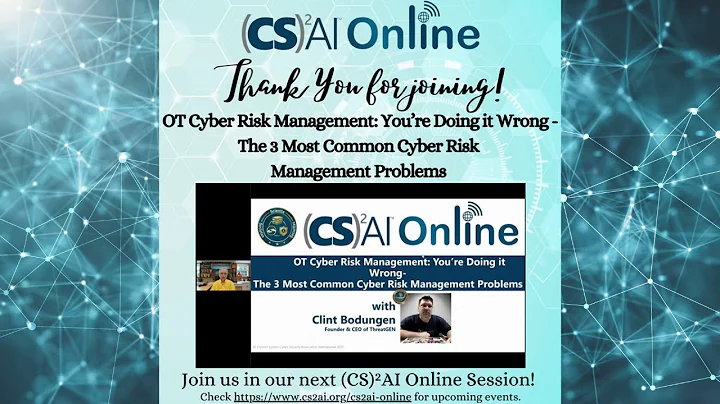 (CS)AI ONLINE: OT Cyber Risk Management: Youre Doing it Wrong, with Clint Bodungen