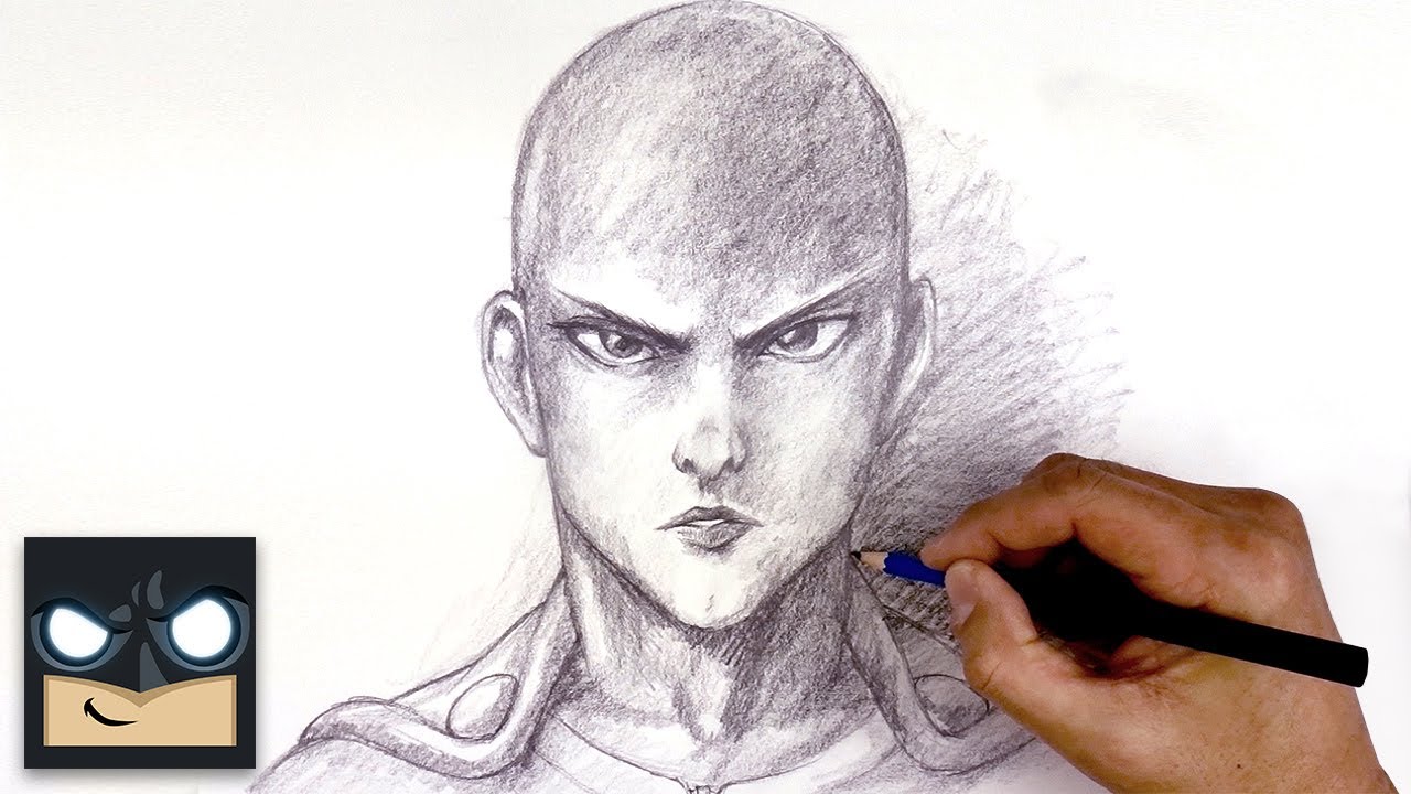 How to draw Saitamas face  OnePunch Man  Sketchok easy drawing guides