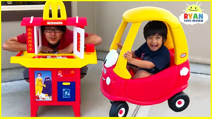 Ryan's Drive Thru Pretend Play on Kids Power Wheel...