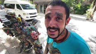 Phoenix The Motor Cycle and His Rider Michael in Tulum, Mexico