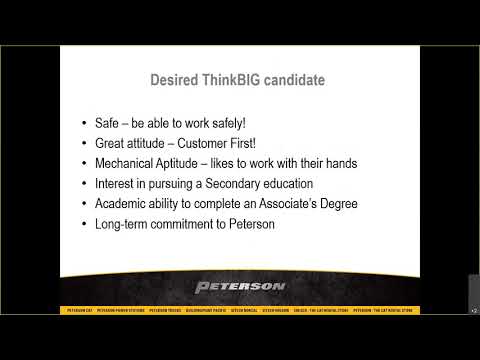 ThinkBIG – The pathway to becoming a Peterson Cat Technician