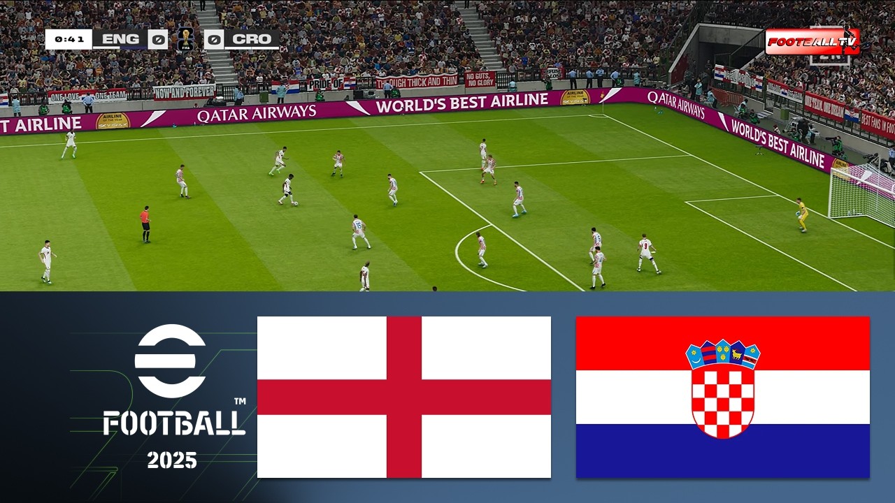 🔴LIVE : ENGLAND vs CROATIA | FIFA World Cup 2026 | Match Stream | PES Game Simulation