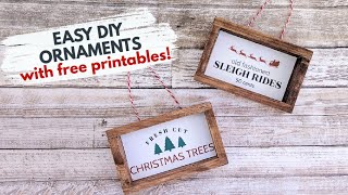 DIY Embroidery Hoop Ornaments with Free Printables