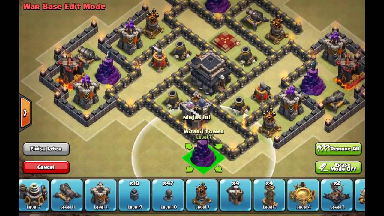 Clash of clans   Town Hall 8 75 War Base TH9 No Xbow with air sweeper 2015