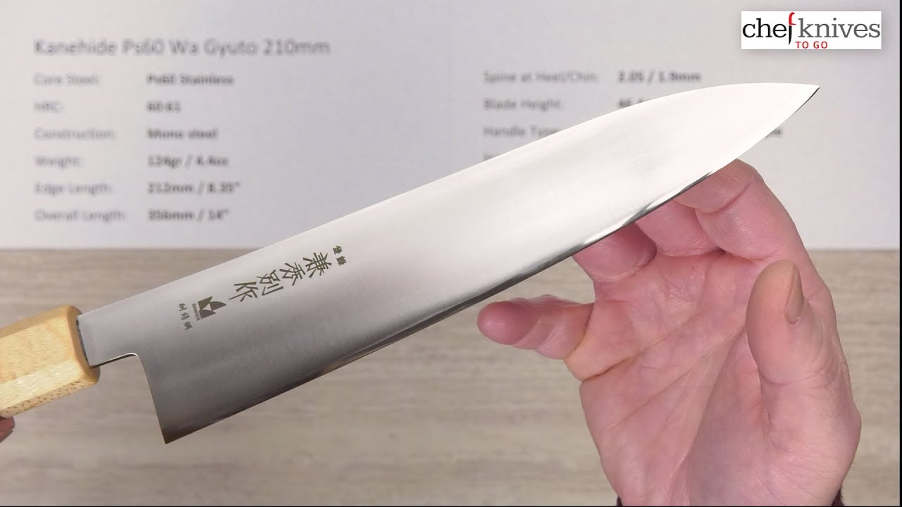 Kanehide PS60 Gyuto 210mm | Semi-Stainless Wa Handle