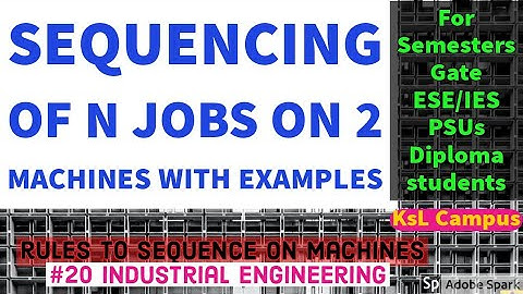 Sequencing of N jobs on 2 machines with examples | rules to sequence on machines 🏭🏭 #industrial20