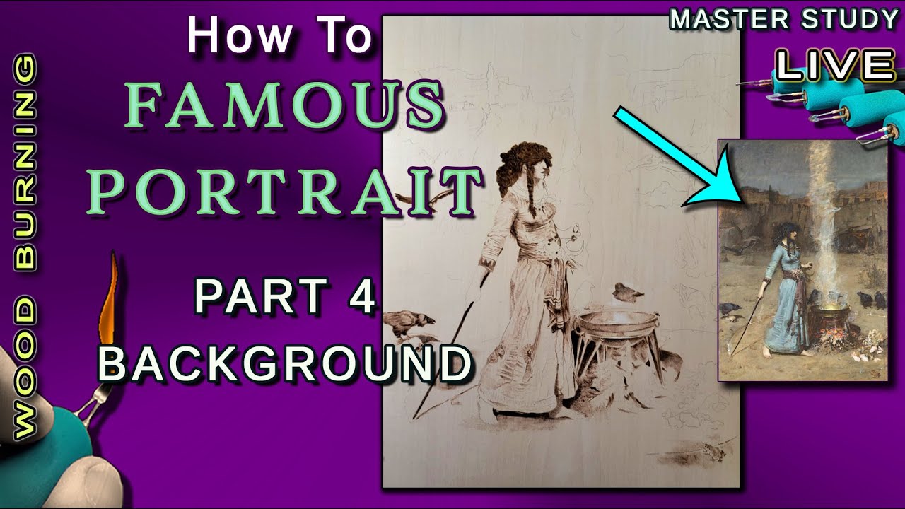 Pyrography: Wood Burning a Master Portrait // Painterly & Blurry Background/ Part 4