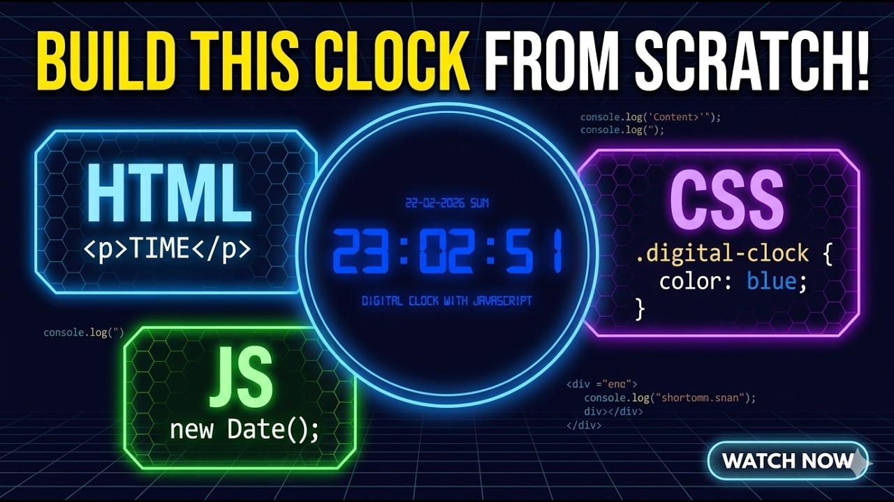 Build a Digital Clock with HTML, CSS, and JavaScript | Step-by-Step ...