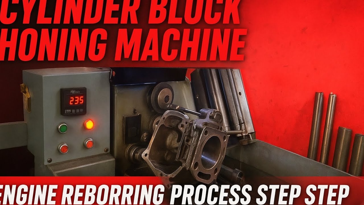 Reborring Engine Cylinder Block Honing Machine | Engine Reboring Process Step by Step ...
