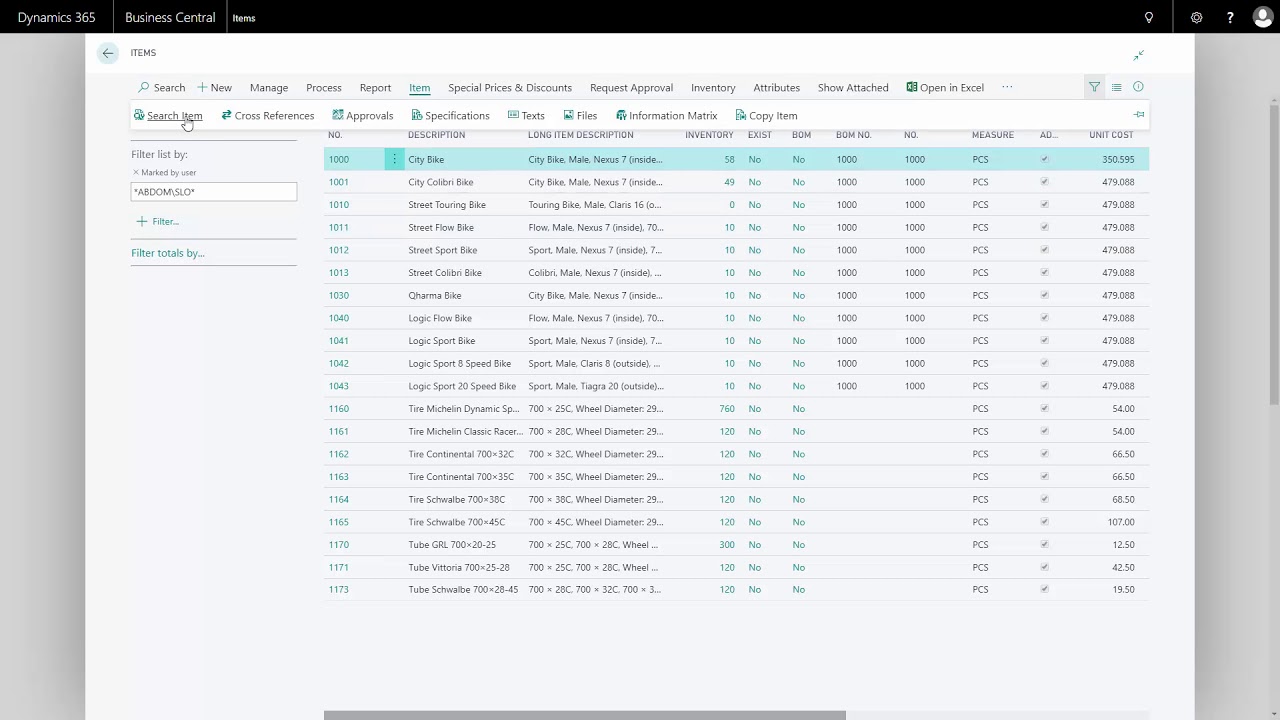 Marking from the Search Window - Master Data in Dynamics 365 Business ...