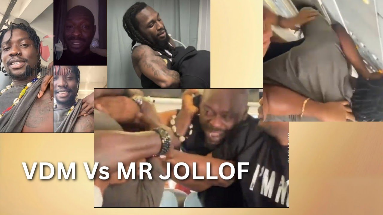 Very dark man (VDM) and comedian Mr Jollof fight on air plane 💪🔥👊