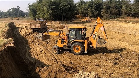 JCB Pushing Tripper Dump - New Place JCB Working Mood- JCB Backhoe Video