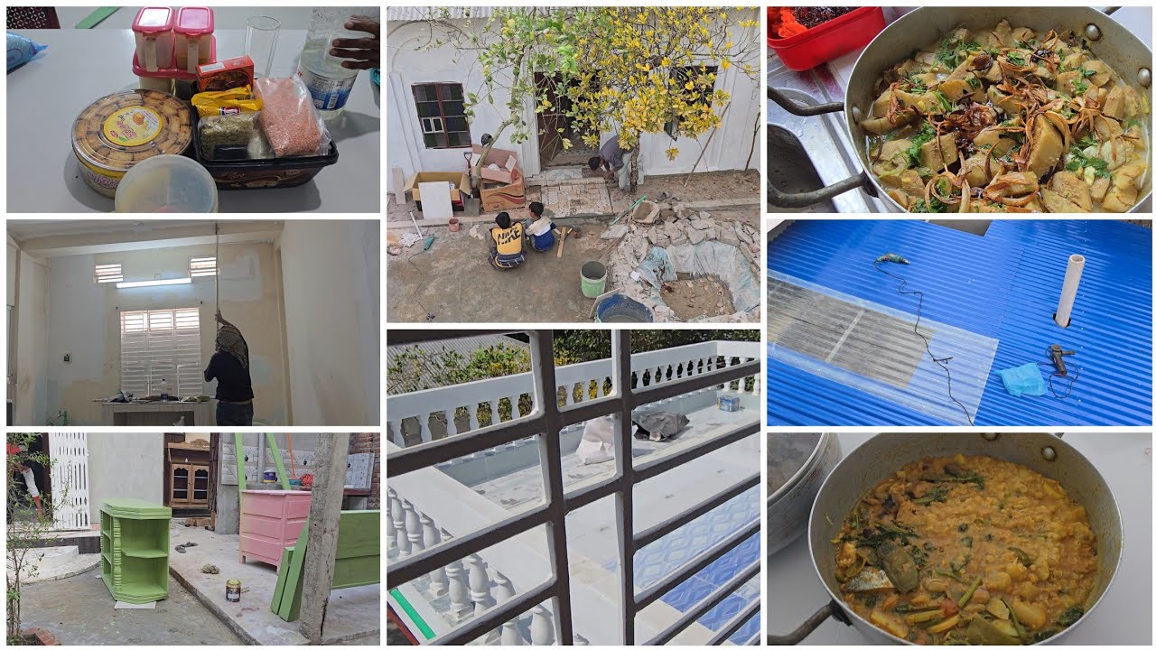 গ্রামের বাড়িতে মেস্ত্রিদের কাজ কর্মগুলি দেখিয়ে যেভাবে করাচ্ছি। টিনের চালের টিপস। 