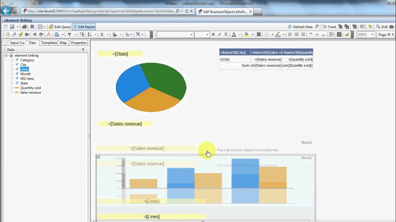 sap business objects linking report elements aka drill business objects