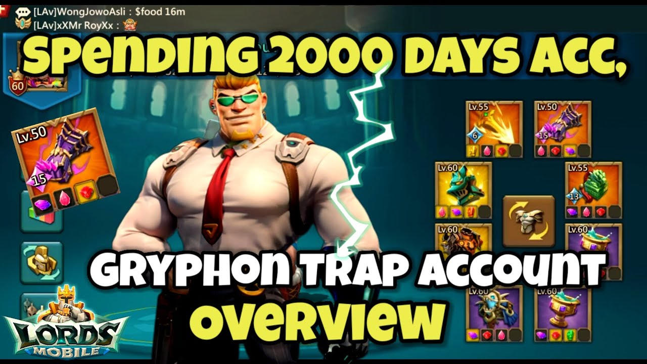 Lords Mobile - Spending 2000 Days on my Gryphon Trap or solo trap 😈 | Account Overview ..