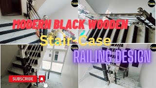 New And Modern RB Bracket Black Wood Dalbergia latifolia  and Steel stairs-case Railing  Design