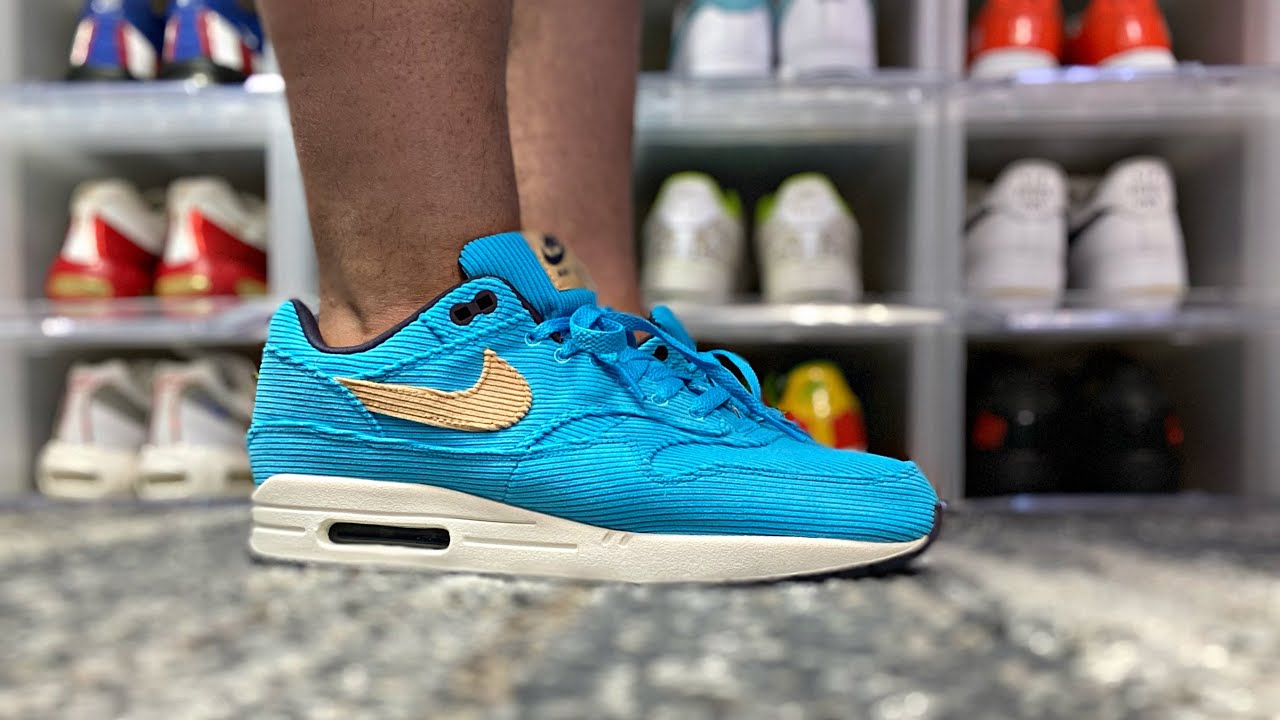 Voorvoegsel Distilleren voorspelling NIKE AIR MAX 1 CORDUROY BALTIC BLUE REVIEW & ON FEET | LACE SWAP - YouTube