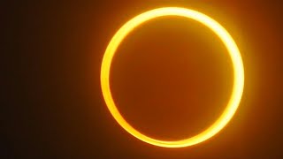 Images of an annular eclipse progression as seen from balut island,
philippines. eclipses occur when the moon is not close enough to earth
com...