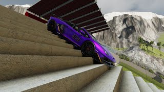 Going Down the Stairs in a Lamborghini Aventador SVJ - BeamNG.drive