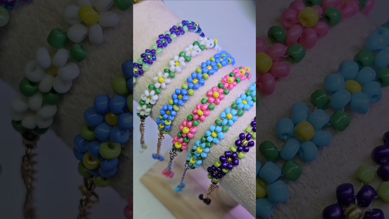 Beaded flower bracelet 😍 