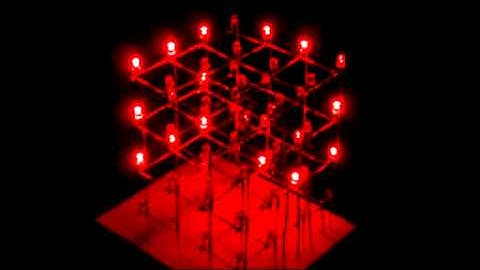 red LED Cube 4x4x4 Space Invaders