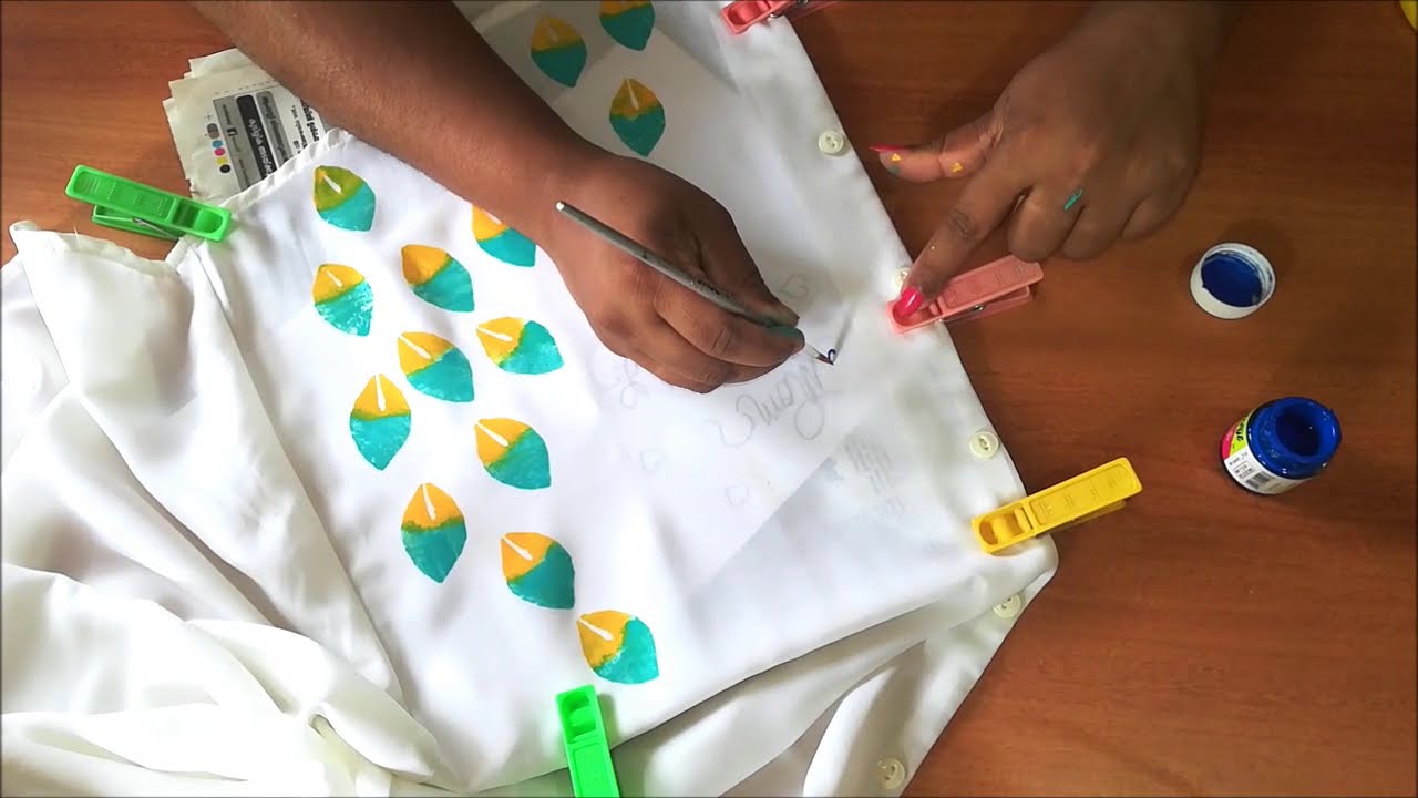 How to do Vegetable Printing on Shirt / Vegetable Printing on Cloth / Vegetable Painting on