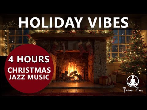 4 Hours of Cozy Christmas Ambience & Jazz Holiday Music 🎄❄️ with Crackling Fireplace & Snowfall