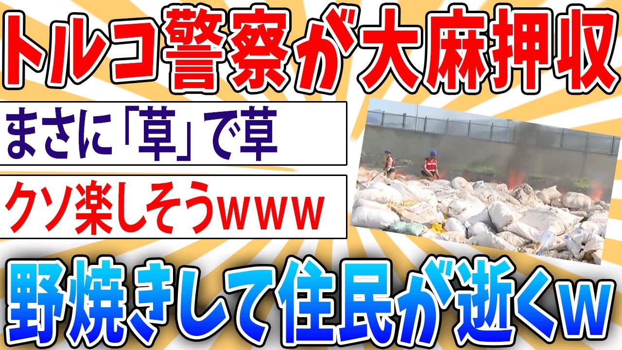 【アホ】トルコ警察「押収した大麻20トン、野焼きすっぺ」⇒ 住民「ダイナモ感覚！ダイナモ感覚！YO！YO！YO！」【2ch面白いスレ】