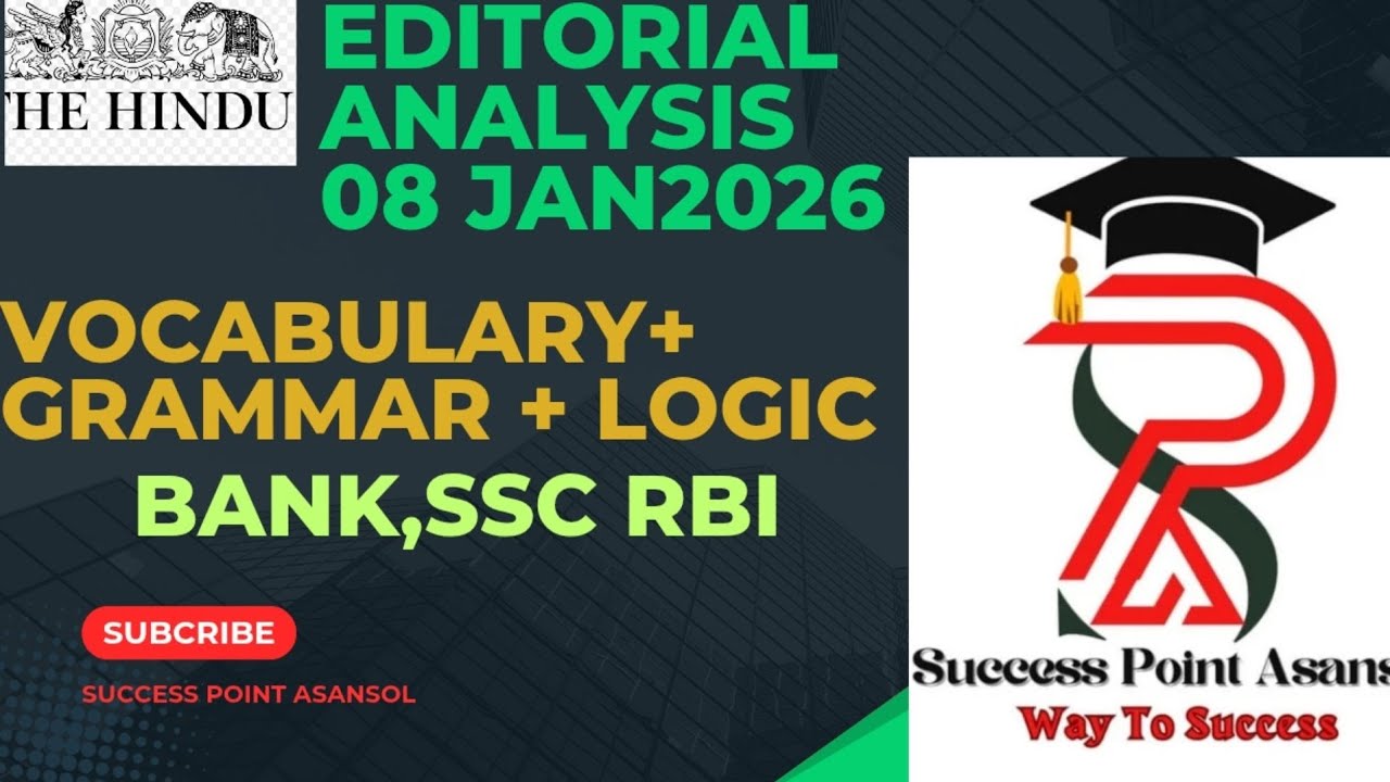 ​8 Jan 2026 |The Hindu Editorial Analysis |Vocab & Hindi Explanation for SSC/Bank