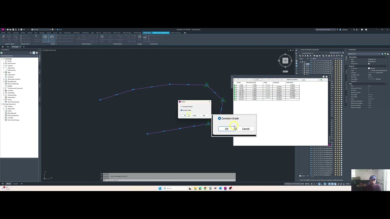 Civil 3D Tutorial: How to Grade Between Two Feature Line Elevations ...