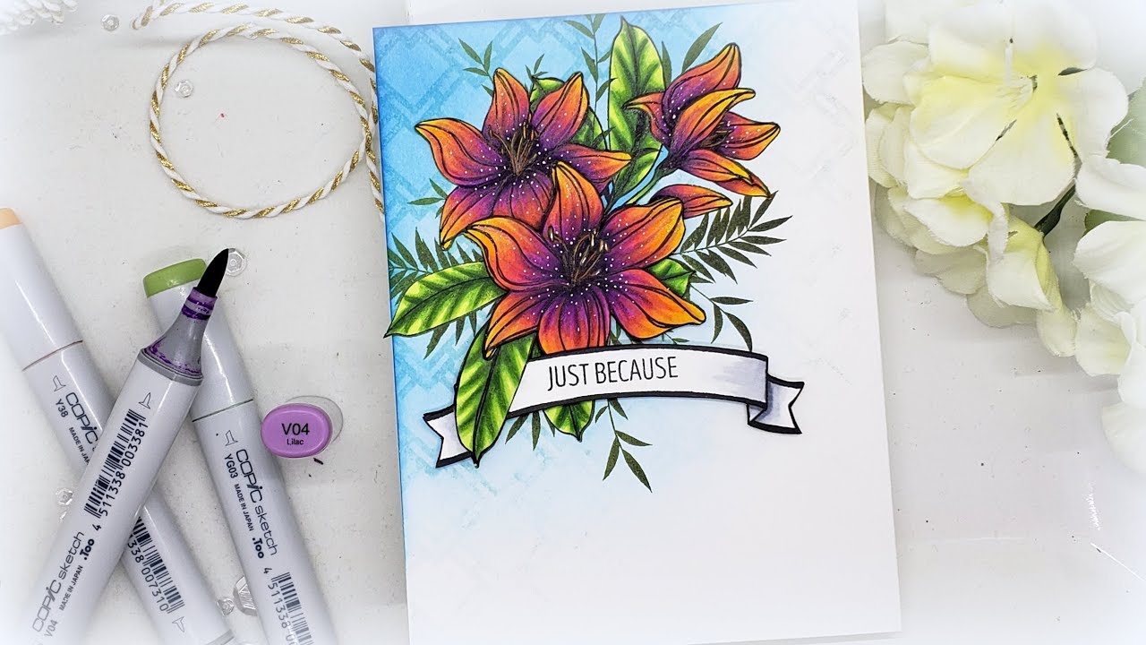 Coloring Changing Lilies: Combining Copics with colored pencils - YouTube