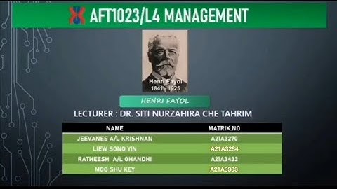 AFT1023: Fundamental of Management (Henri Fayol)