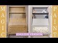 How to transform an ugly cabinet found in the basement into a bookcase and desk! Elisa & Magic Paint