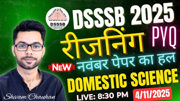 DSSSB Reasoning Class 27🔴 DSSSB TGT Domestic Science paper