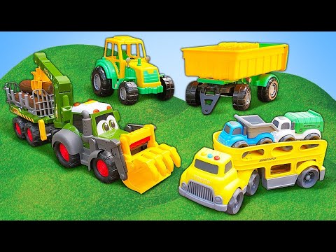 Spielzeugautos für Kinder. Anhänger für die Helfer Autos. 2 Folgen am Stück