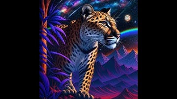 Vintage Encounter: Majestic Transformation of Snow Synthwave Leopard | Retro Futuristic Synthwave