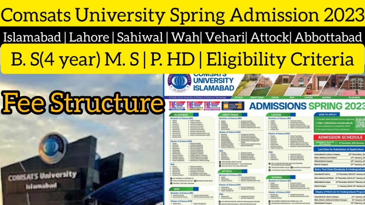 Comsats University Spring Admission 2023 Complete Details How to Fill