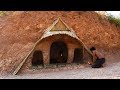 Dig The Cliff To Build Underground House | Primitive Technology | Building Skill