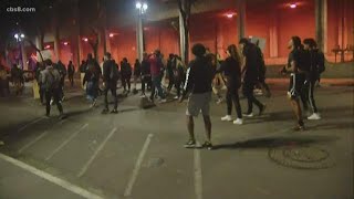 Night protests continue in downtown San Diego for a third night