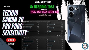Techno camon pro 20 best sensitivity setting pubg | No recoil | graphic test Hdr ultra | Bgmi