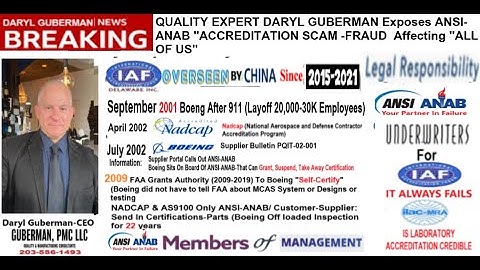 QUALITY EXPERT DARYL GUBERMAN Exposes ANSI-ANAB "ACCREDITATION SCAM -FRAUD  Affecting "ALL OF US"