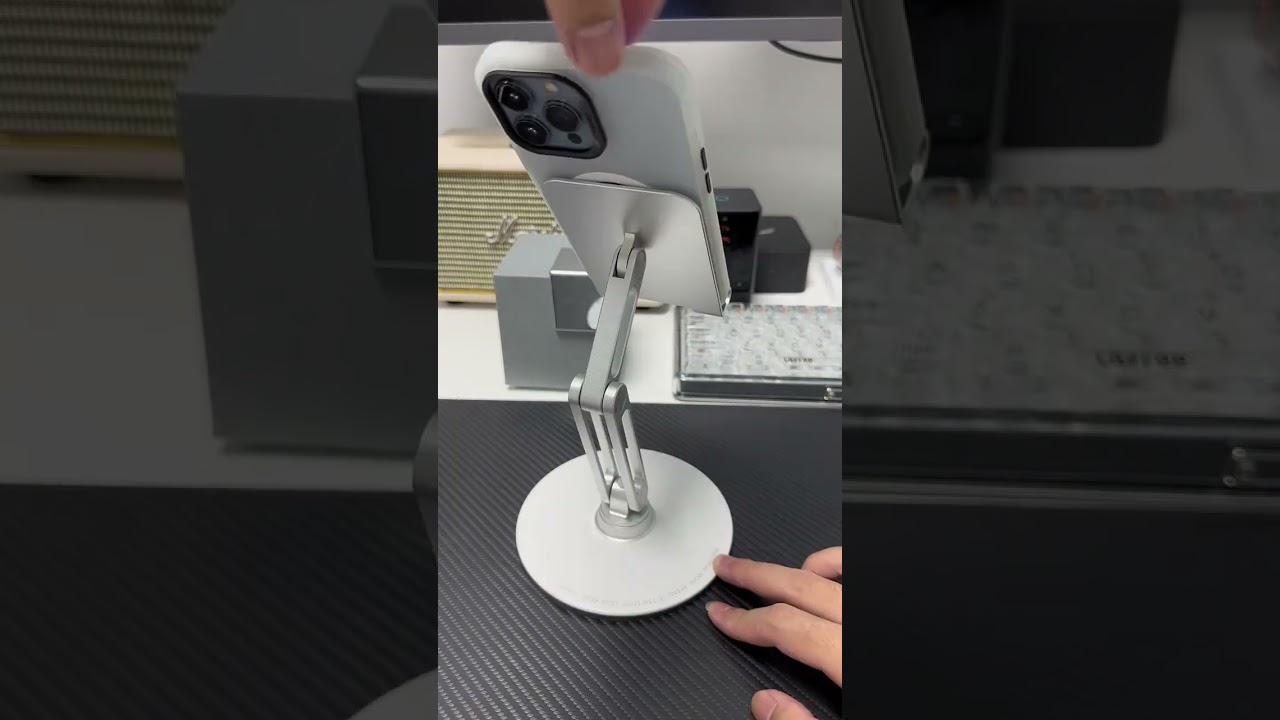The ultimate phone stand: 360-degree rotating, foldable, with ratchet sound. It's a game-changer!