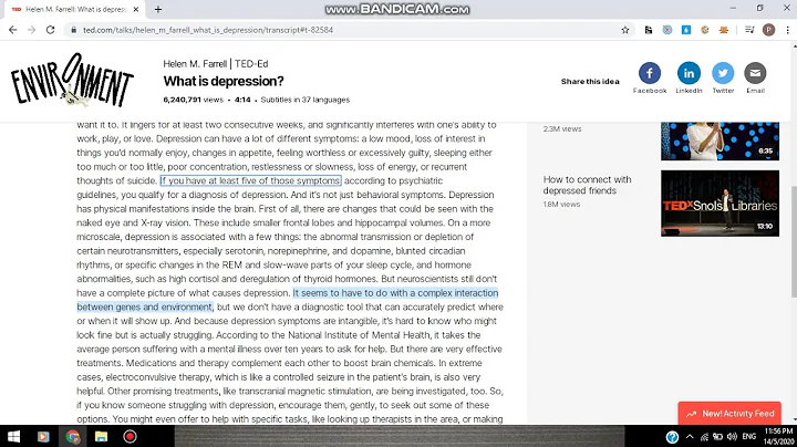 [TED] What is depression? - Helen M. Farrell - Part 2 - 05/14.2020