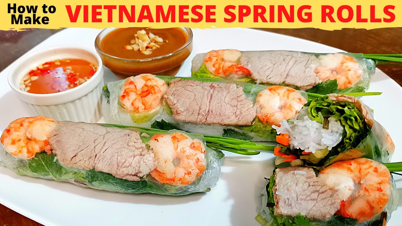 VIETNAMESE FRESH SPRING ROLLS GOI CUON Summer Rolls With Peanut