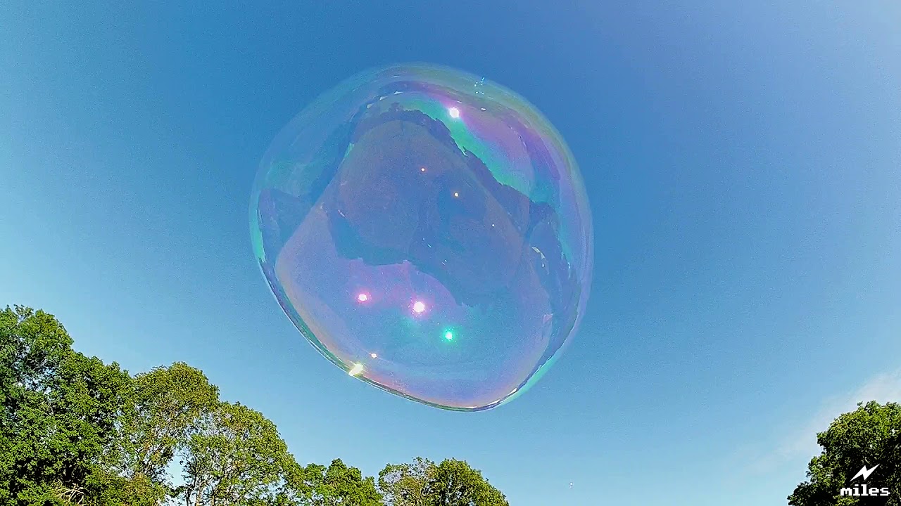 Giant Bubble in HD popped by a fly in slow-motion