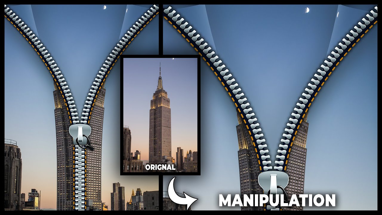Zip Photo Manipulation In Photoshop | 1st Photoshop Tutorial