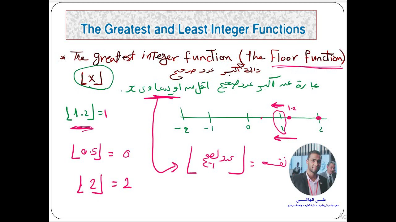The Greatest and Least integer functions (Floor & Ceiling) دالة اكبر عدد صحيح ودالة اصغر عدد صحيح