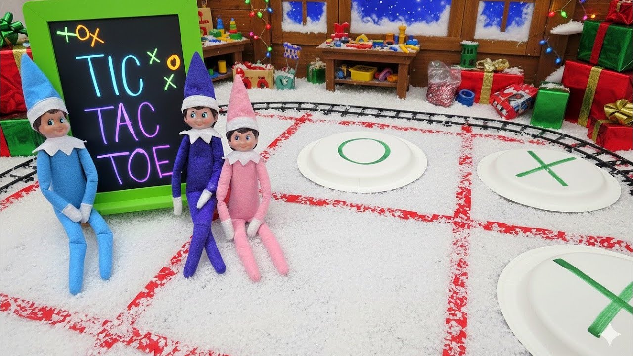 Elf on the Shelf Giant Tic Tac Toe! Day 8
